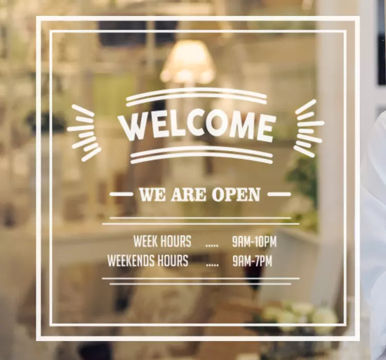 Business opening hours welcome shop  sticker - TenStickers