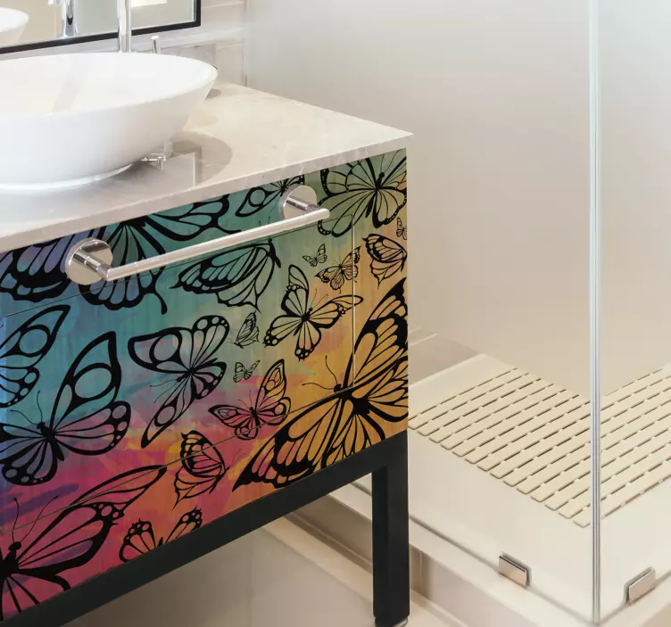 Butterflies for bathroom  furniture sticker - TenStickers