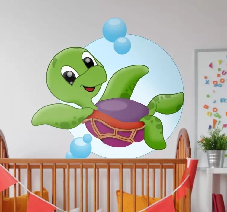 Cartoon Turtle Children's Wall Sticker - TenStickers