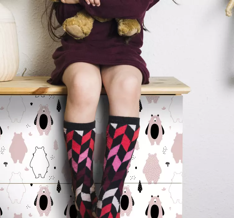 Charming bear pattern sticker - TenStickers