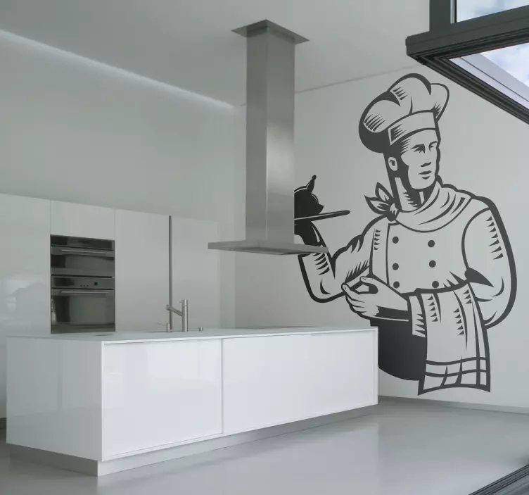 Chef Chicken Tray Wall Sticker - TenStickers
