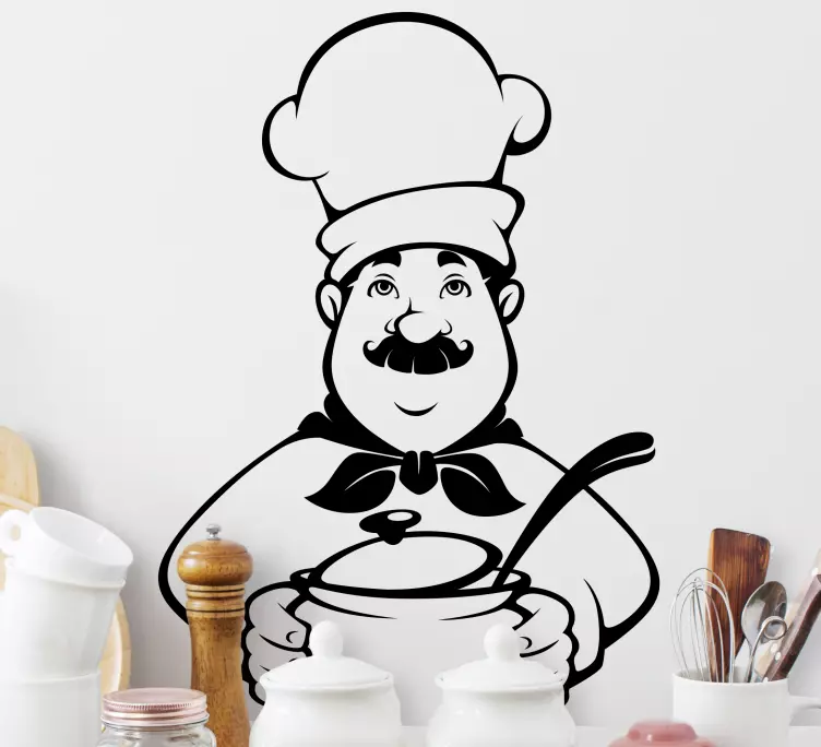 Chef Holding Bowl cuisine wall sticker - TenStickers