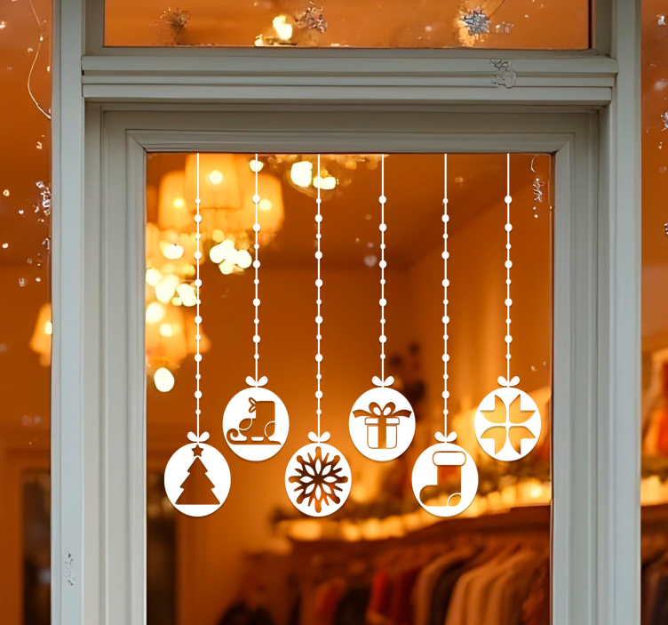 Christmas balls with symbols shop window sticker - TenStickers