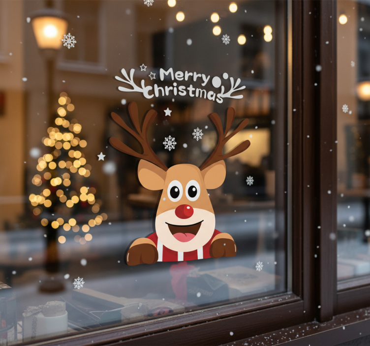 Christmas sticker christmas reindeer design - TenStickers