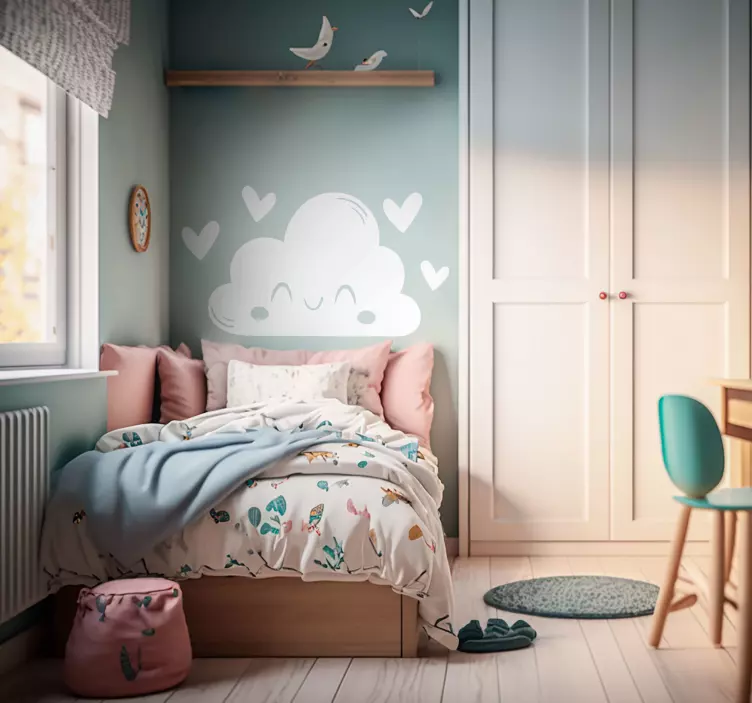 Cloud cartoon headboard sticker - TenStickers
