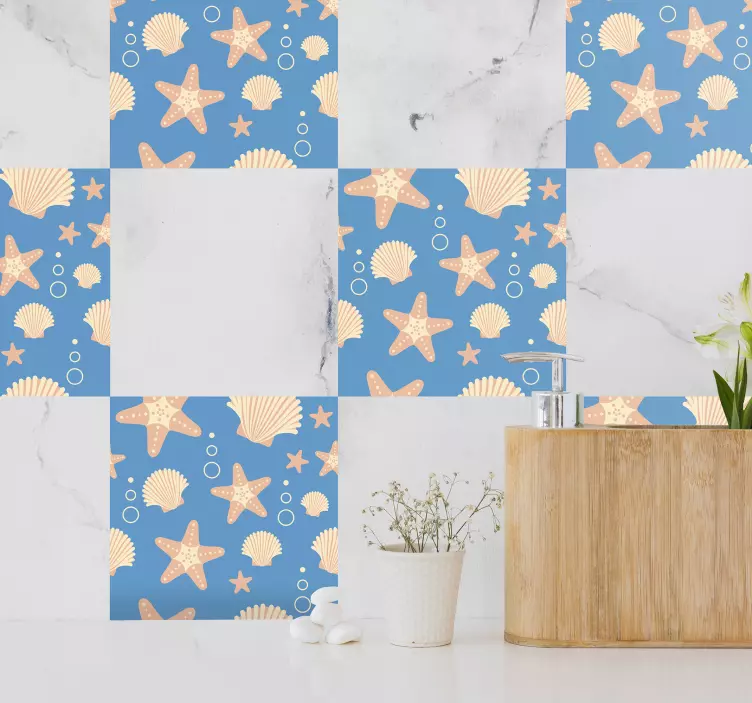 Coastal pattern tile sticker - TenStickers