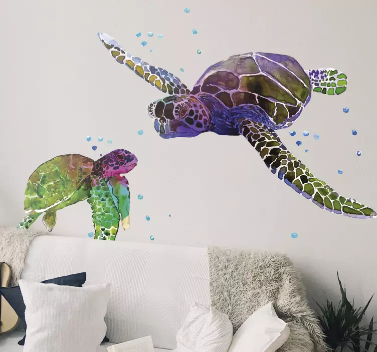 Colorful abstract turtles animal wall sticker - TenStickers