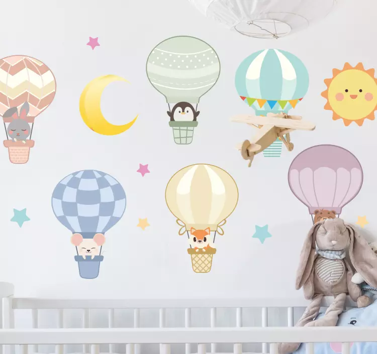 Colorful air balloons wall sticker for kid - TenStickers
