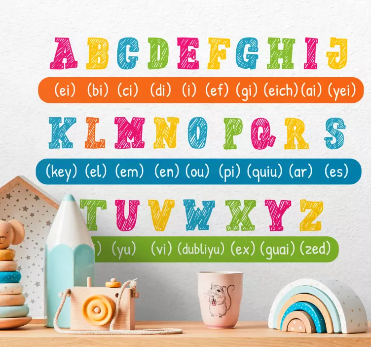 English colorful chart  alphabet sticker - TenStickers
