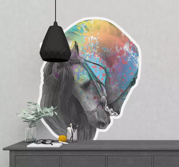 Colorful horse portrait sticker - TenStickers