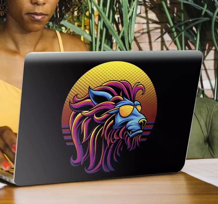 Colorful Lion Head laptop skin - TenStickers