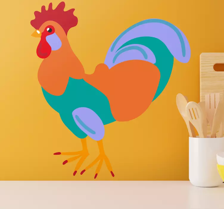 Colorful Rooster Figure farm animal wall sticker - TenStickers