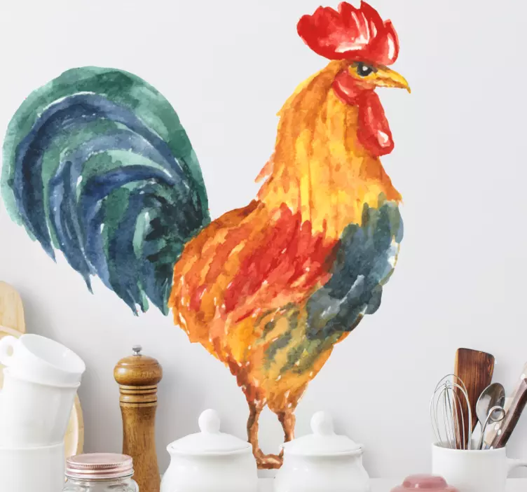 Colorful Rooster Illustration farm animal wall sticker - TenStickers