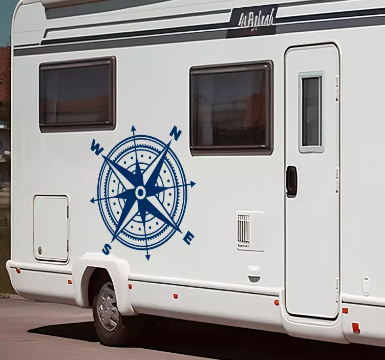 Compass circular design caravan sticker - TenStickers