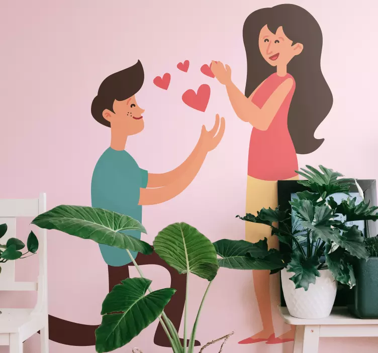 Couple Proposal Hearts wedding sticker - TenStickers