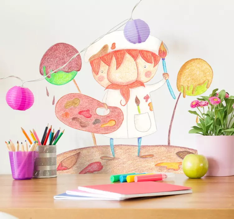 Creative Cartoon Artist wall sticker for kid - TenStickers