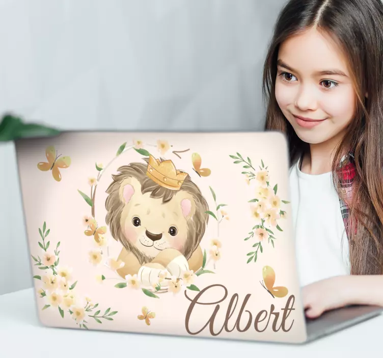 Crowned Lion Character laptop skin - TenStickers