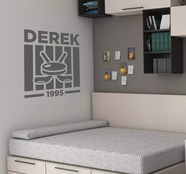 Personalised hockey emblem wall sticker - TenStickers