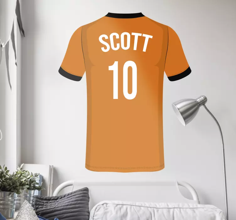 Customizable Orange Jersey football wall sticker - TenStickers