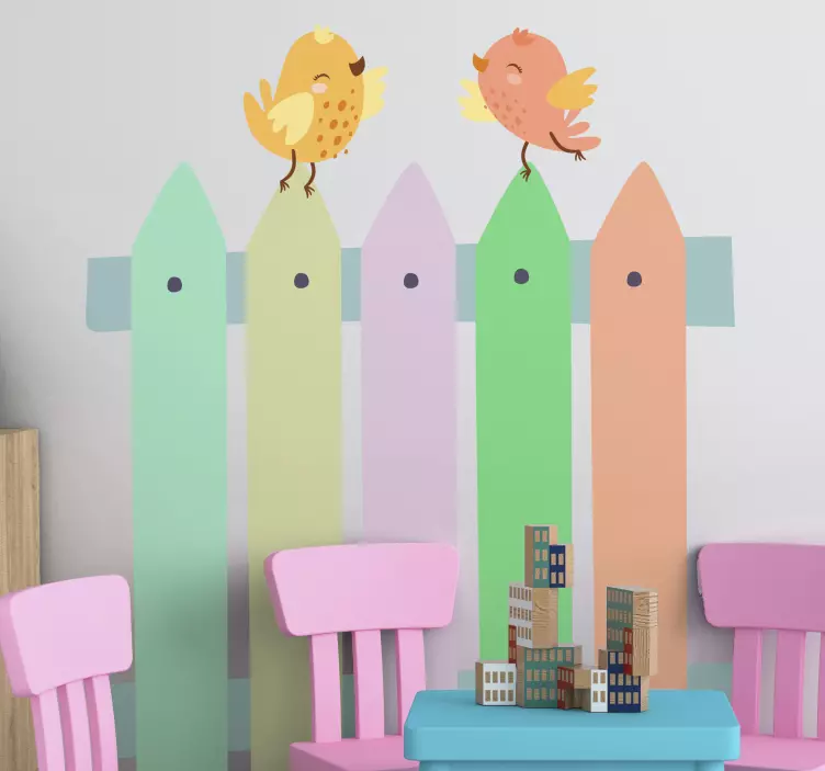 Cute Bird Fence farm animal wall sticker - TenStickers
