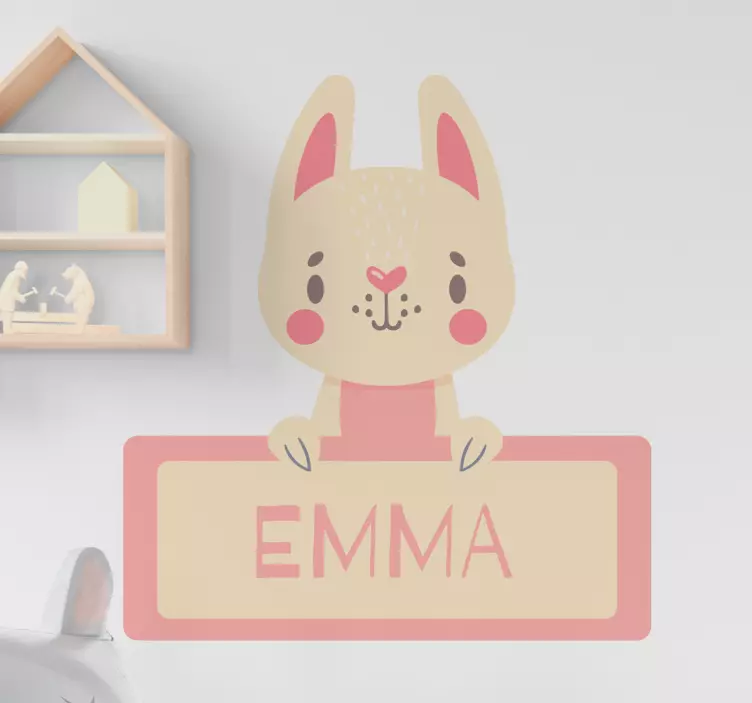 Bunny with name wall sticker for kid - TenStickers