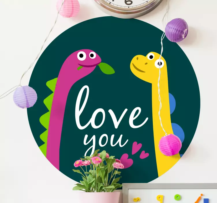 Cute Dinosaur Love wall sticker - TenStickers