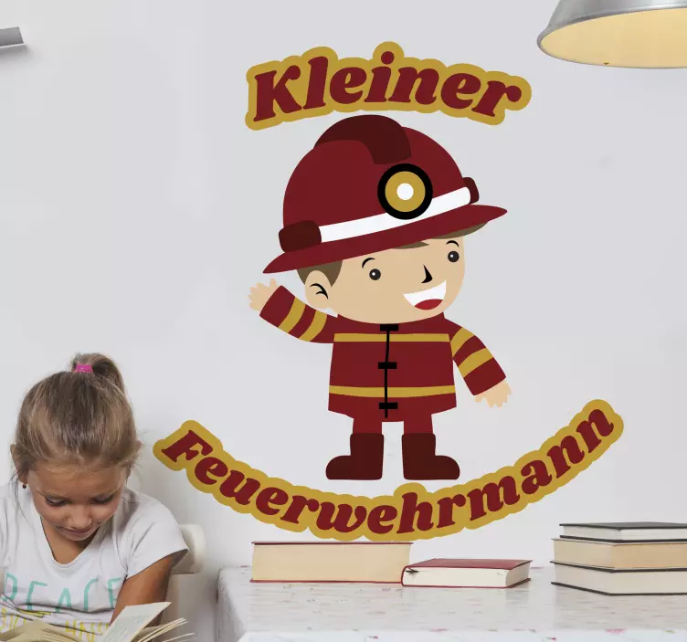 Cute Firefighter Character wall sticker for kid - TenStickers