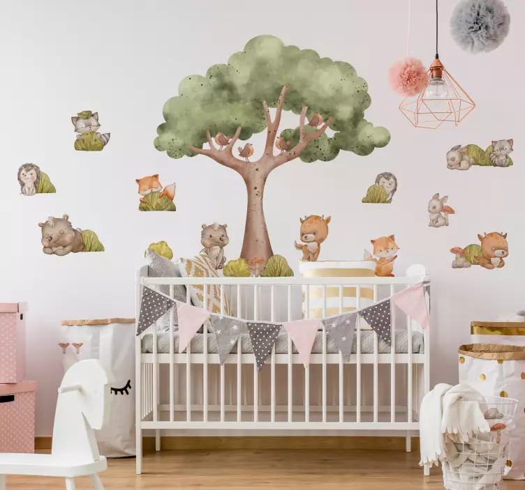 Cute forest animals wall sticker children room - TenStickers