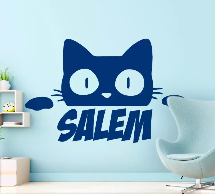 Cute monocolor cat peeking cat sticker - TenStickers