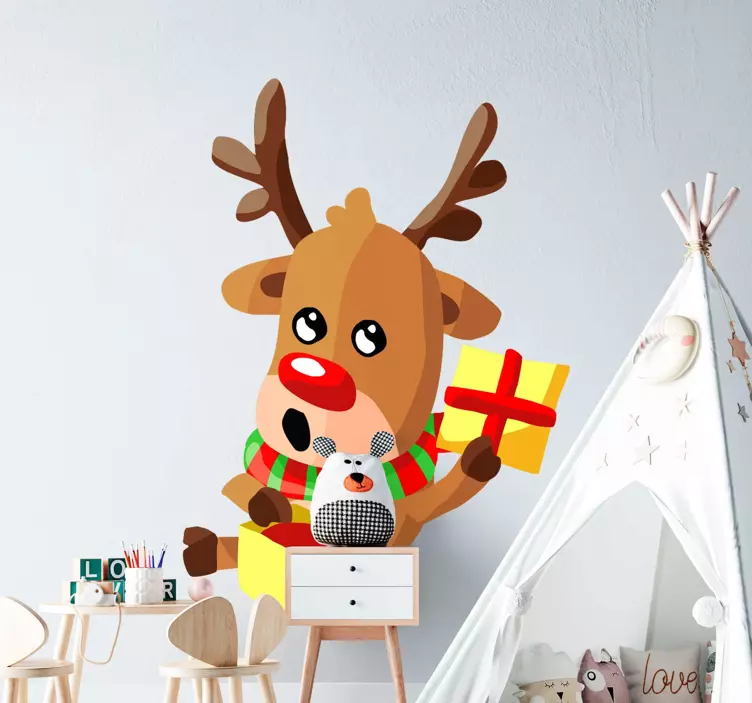 Cute reindeer christmas sticker - TenStickers