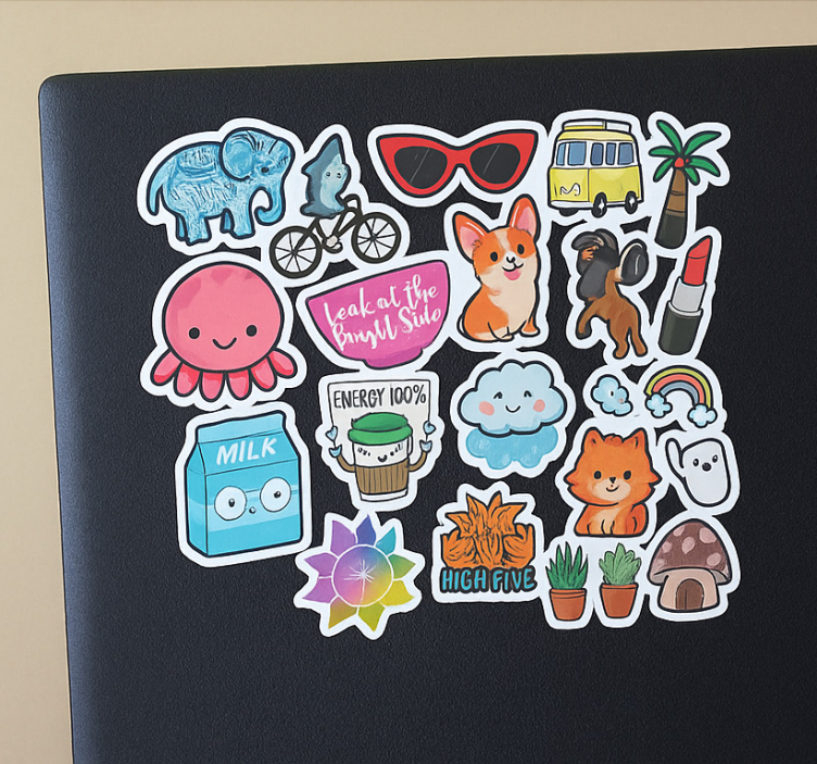 Cute "sticker bomb" laptop sticker - TenStickers