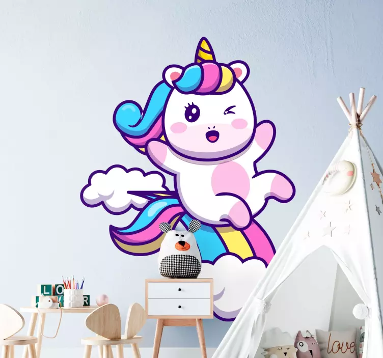 Cute Unicorn Character sticker - TenStickers