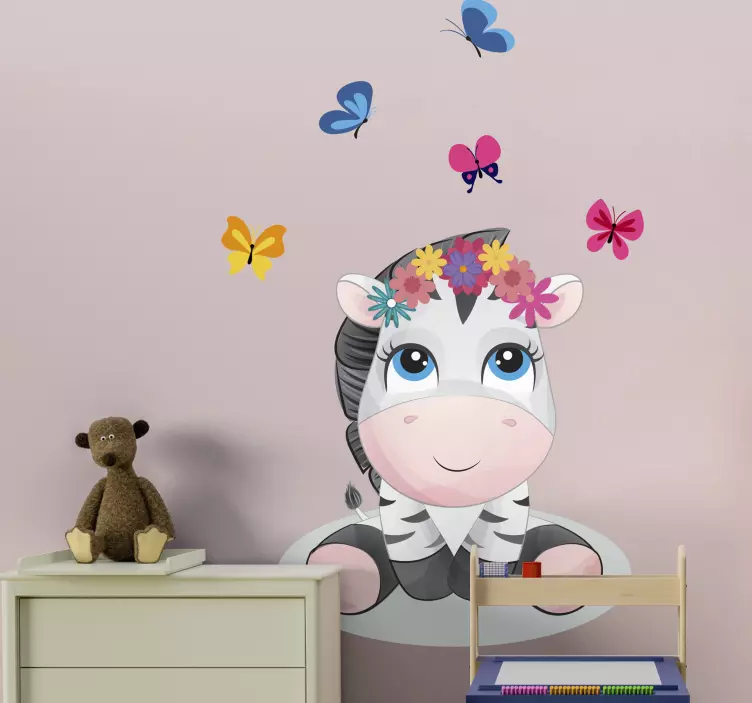 Cute Zebra Character sticker - TenStickers