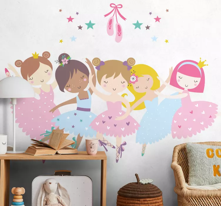 Dancing Ballerina Characters wall sticker for kid - TenStickers