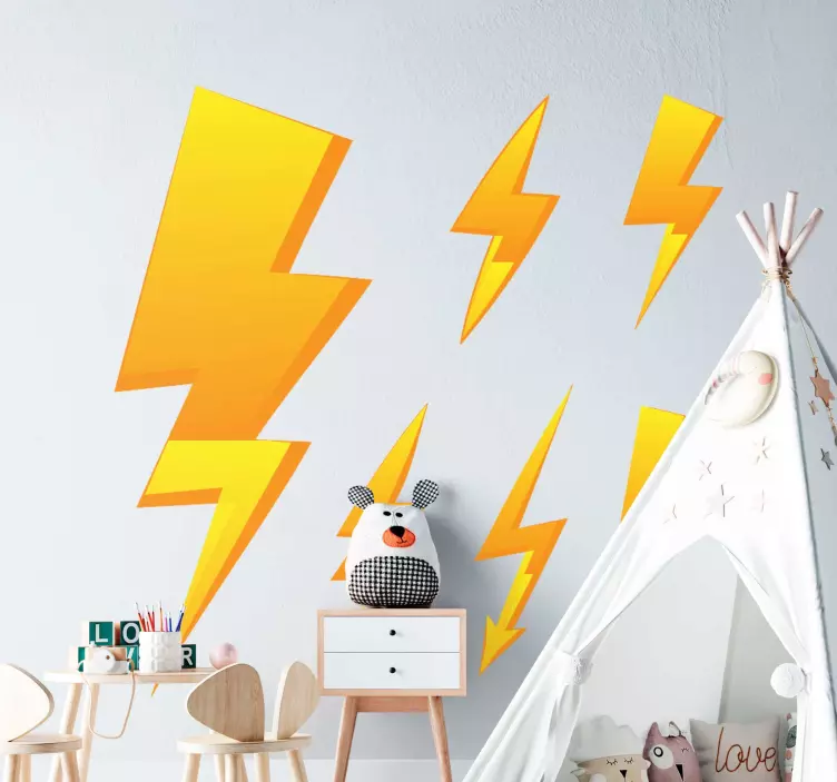 Dynamic Lightning Shapes decoration wall sticker - TenStickers