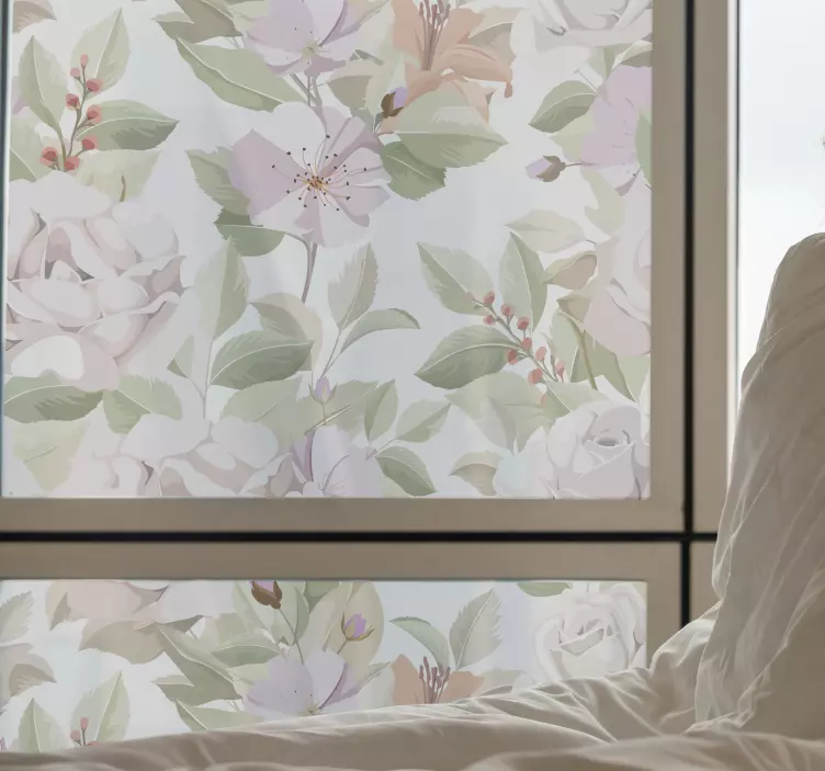 Elegant floral seamless pattern window decal - TenStickers
