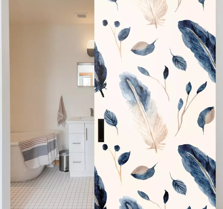 Elegant Leaf Patterns door sticker - TenStickers