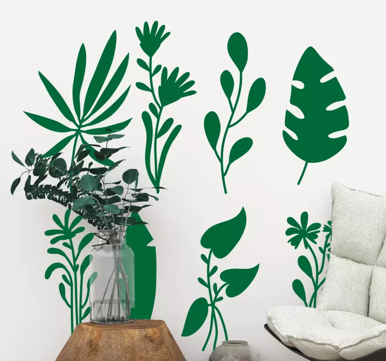 Elegant Leafy Elements plant sticker - TenStickers