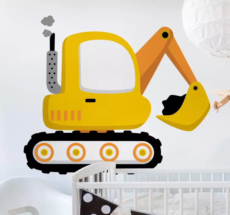 Excavator cartoon kids machine toy sticker - TenStickers
