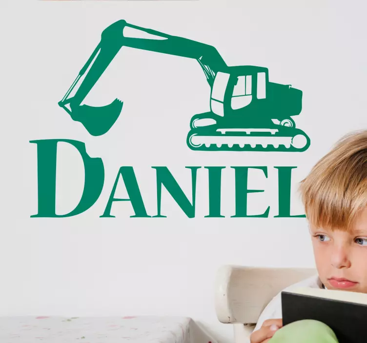 Excavator text wall sticker - TenStickers