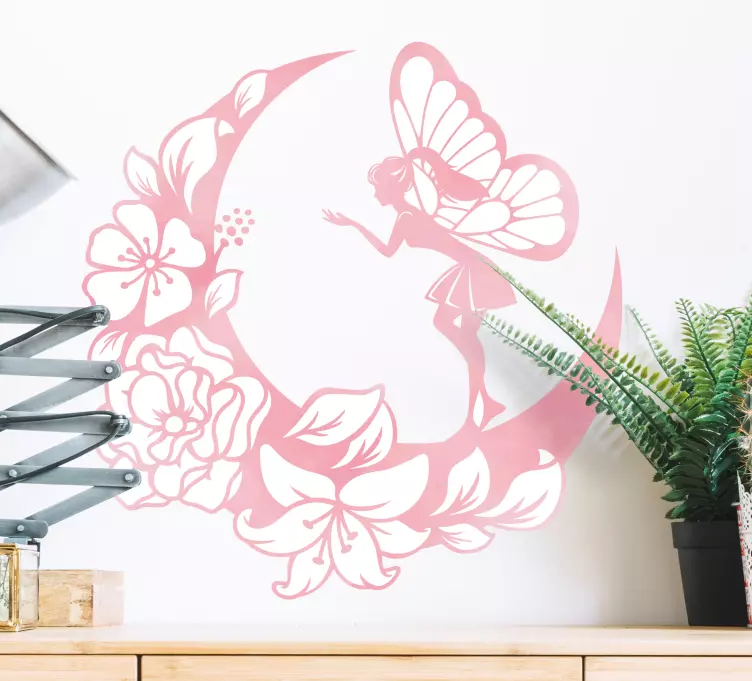 Fantasy wall sticker fairy on moon - TenStickers
