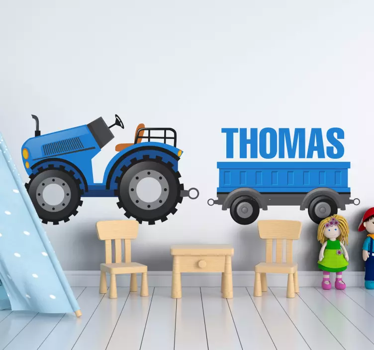 Farm animal wall sticker blue tractor truck - TenStickers