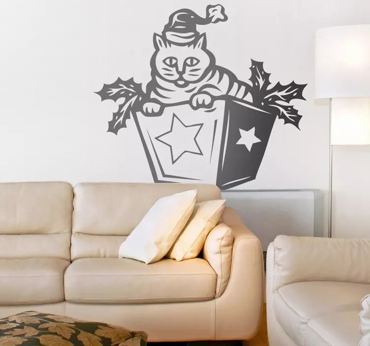 Festive Feline Surprise valentine's sticker - TenStickers