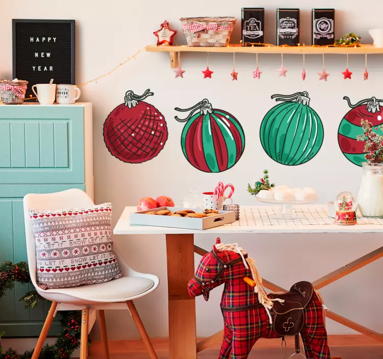 Christmas sticker with holiday ornament designs - TenStickers