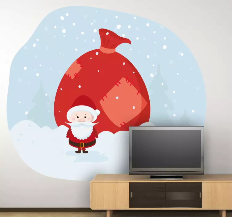 Festive Santa Scene holiday sticker - TenStickers