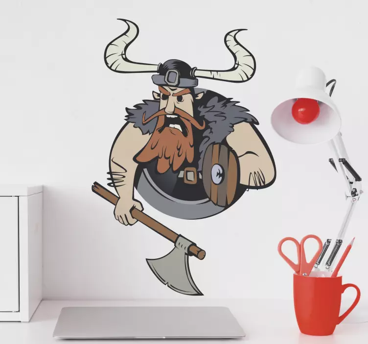 Fierce viking warrior character sticker - TenStickers