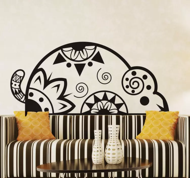 Floral Half Mandala home wall sticker - TenStickers