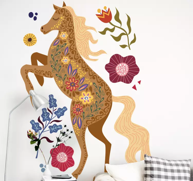 Floral horse design sticker - TenStickers