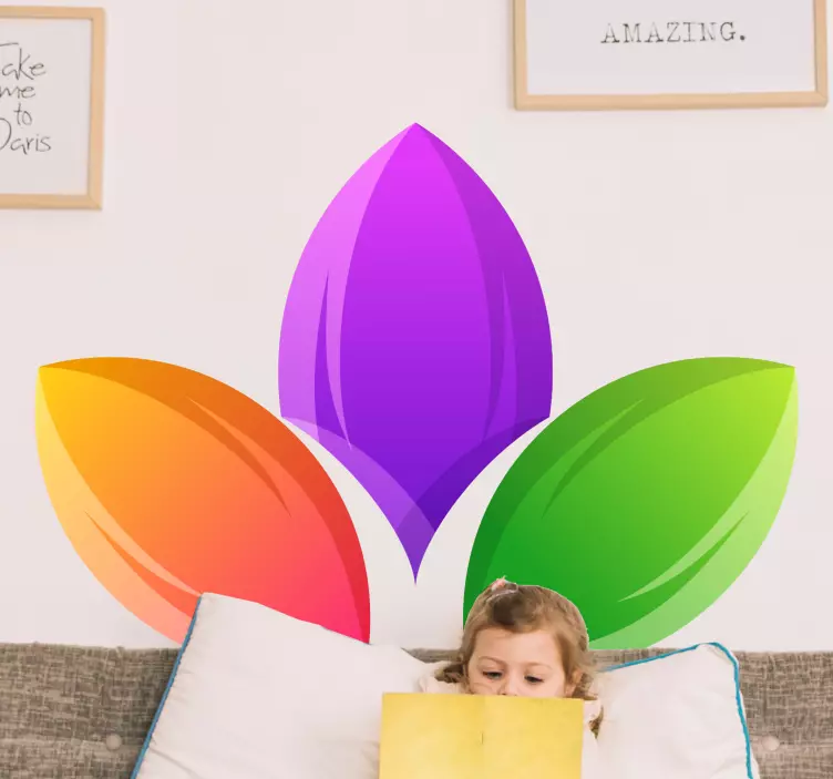 Floral wall sticker in colorful leaf shapes - TenStickers
