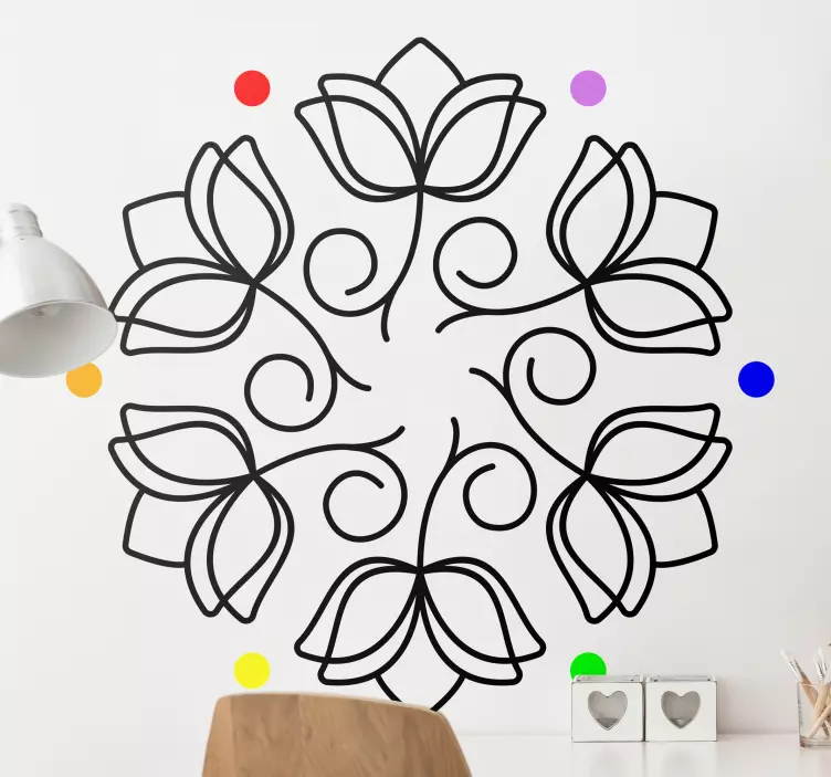 Floral whirl motif decoration wall sticker - TenStickers